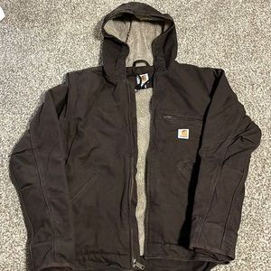 Carhartt relaxed fit washed duck sherpa-lined jacket